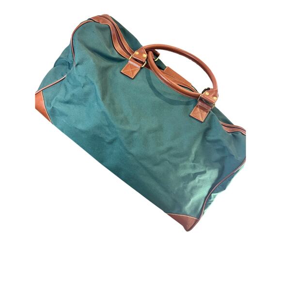 Vintage 90s Hunter Green Brown Leather Ralph Lauren Polo Travel Duffle Bag - Picture 4 of 15